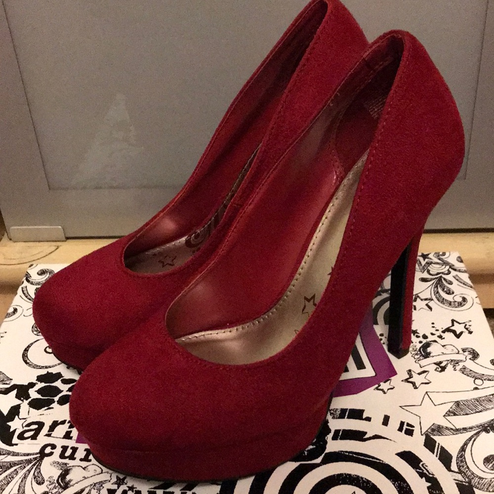 Brash Red Suede Platforms